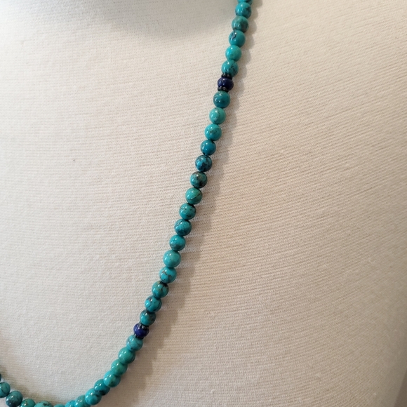 Jay King Turquoise Bead and Lapis Sterling Silver Long Necklace - Picture 7 of 15